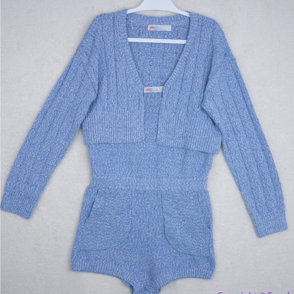 W Free People Beach Declan Knit Sweater Romper Cardigan se